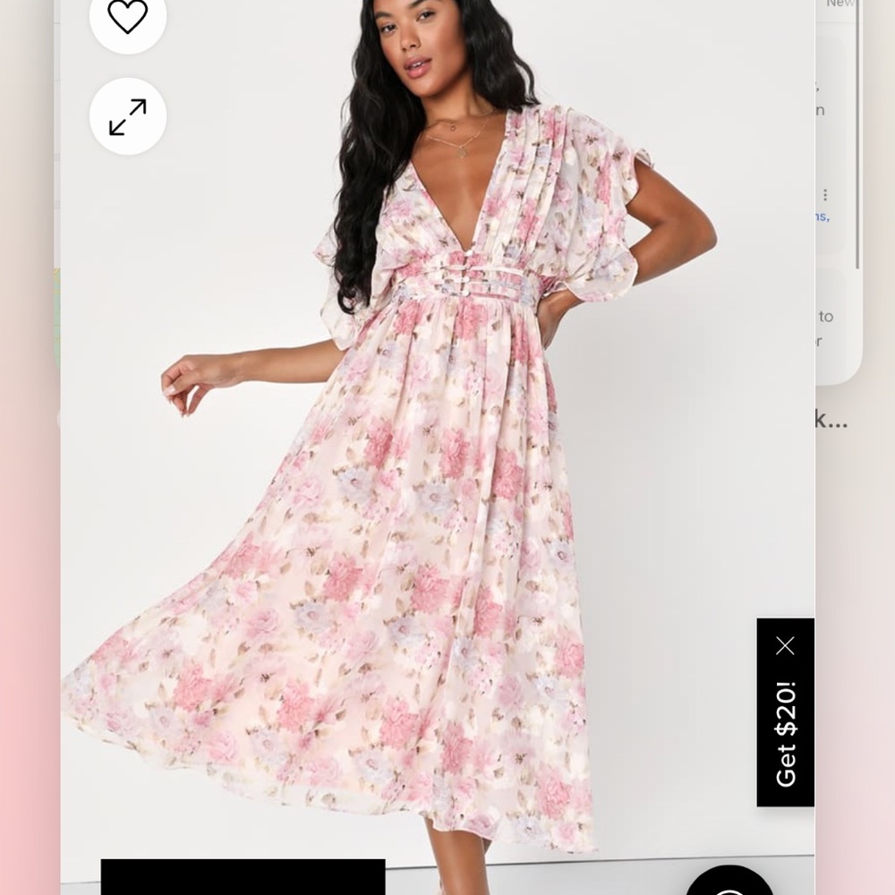 Eclectic Elegance Blush Floral Jacquard Lace-Up Midi Dress